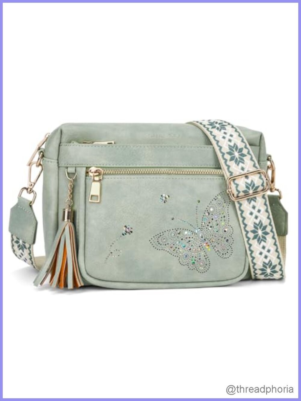 Crossbody Bag for Women Trendy Vegan Leather Purse Butterfly Quilted Shoulder